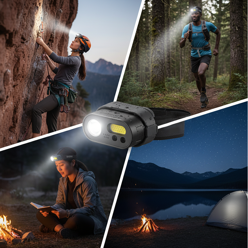 Lampe frontale LED rechargeable multifonctionnelle
