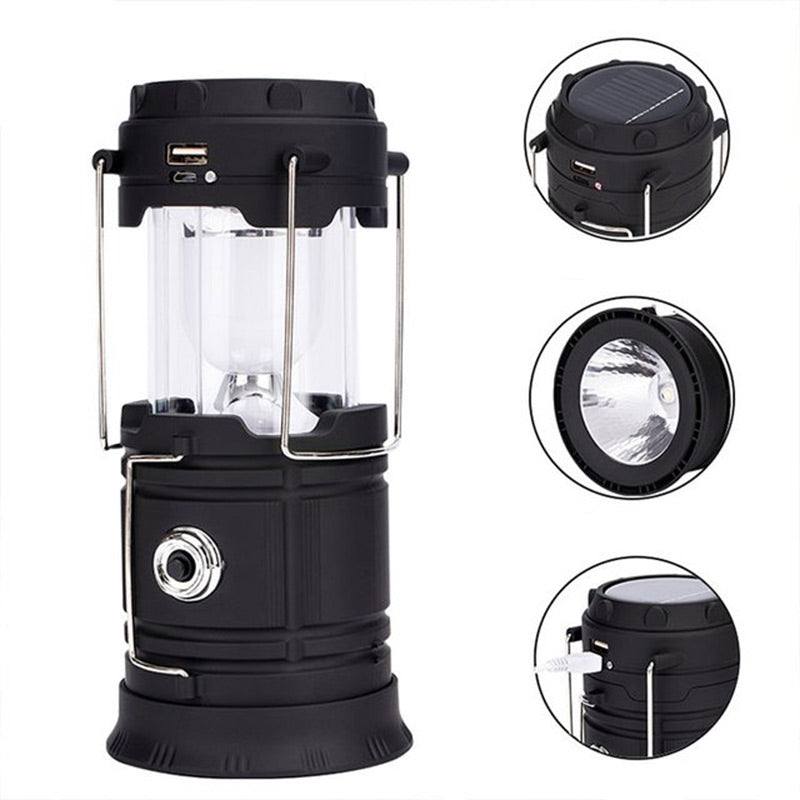 Lampe de camping rétractable à énergie solaire