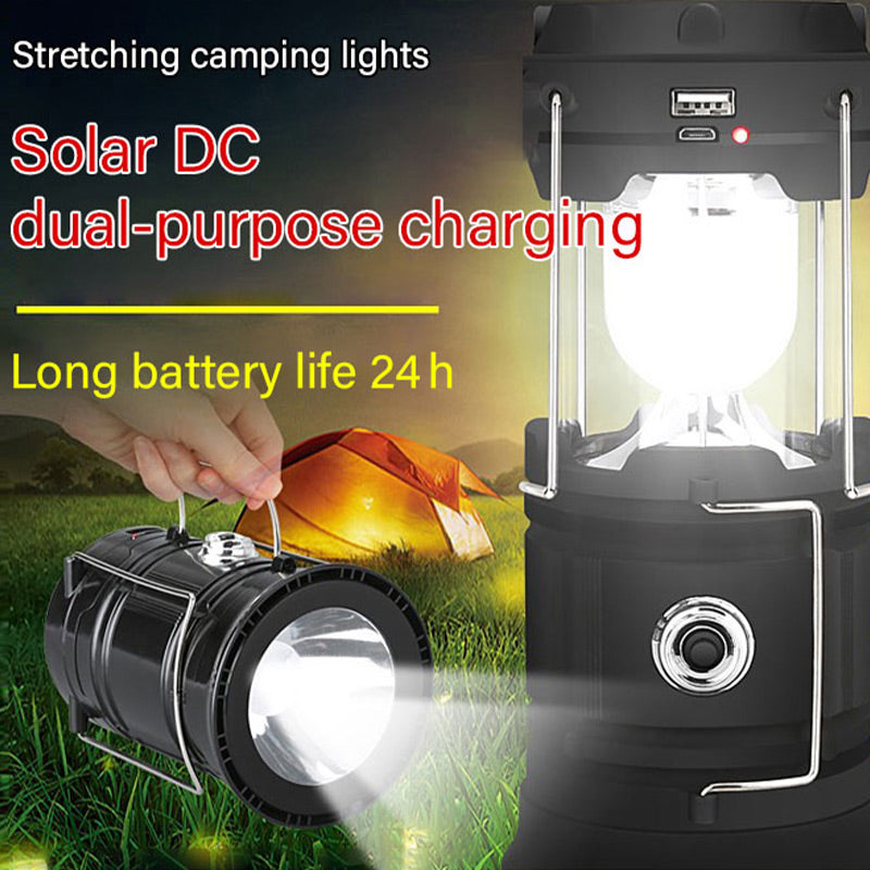 Lampe de camping rétractable à énergie solaire