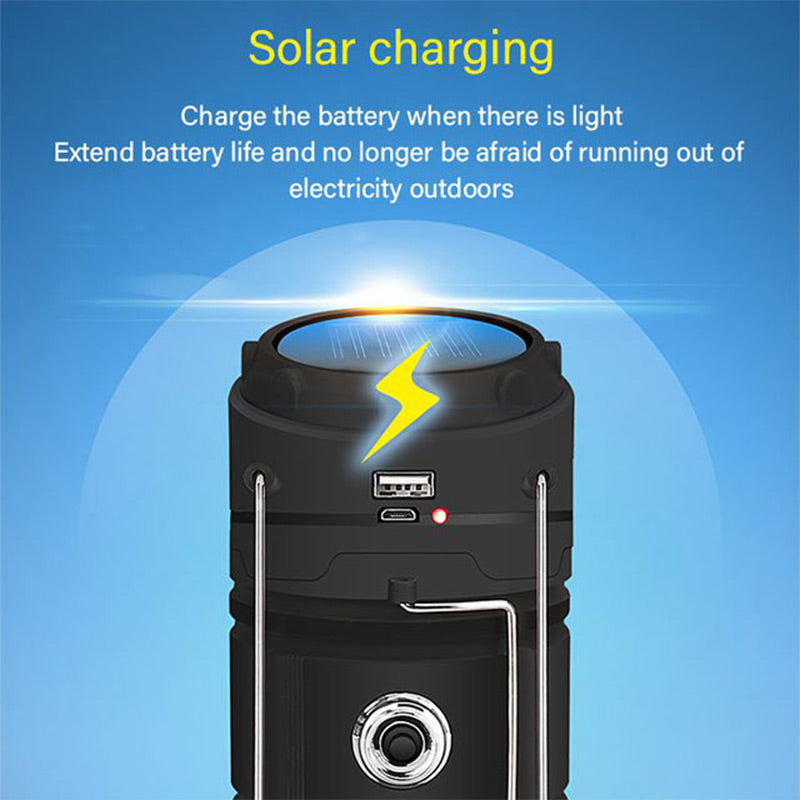 Lampe de camping rétractable à énergie solaire