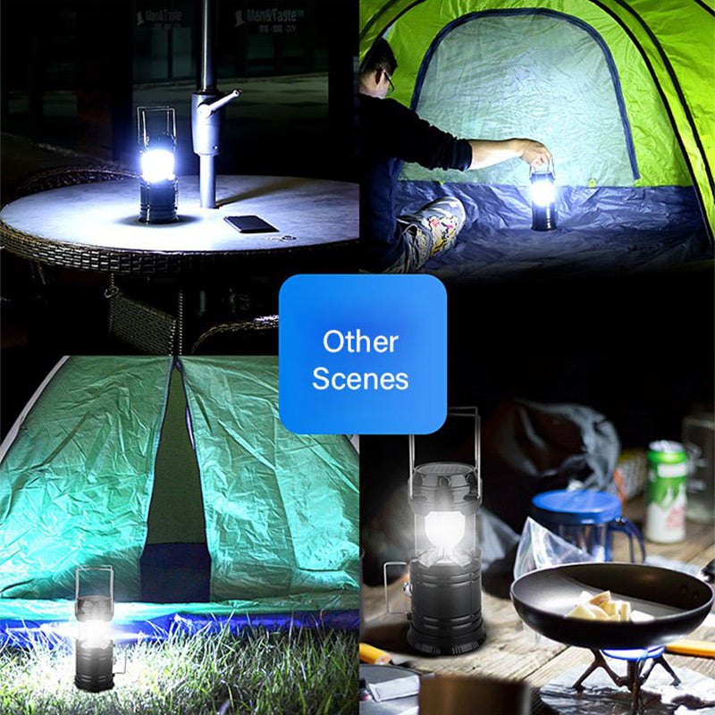 Lampe de camping rétractable à énergie solaire