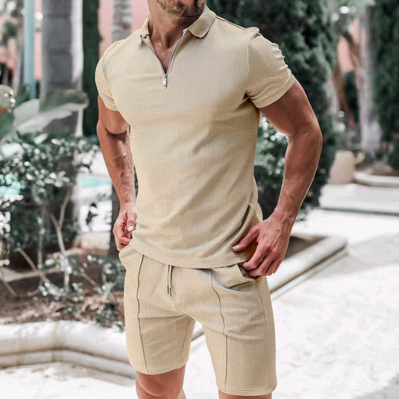 👕☀️ PROMO FLASH 50% ! Ensemble Été Homme 2 Pièces – T-shirt Col Revers & Short à Cordon, Léger Respirant, 6 Couleurs, Taille M-3XL 🩳