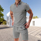👕☀️ PROMO FLASH 50% ! Ensemble Été Homme 2 Pièces – T-shirt Col Revers & Short à Cordon, Léger Respirant, 6 Couleurs, Taille M-3XL 🩳