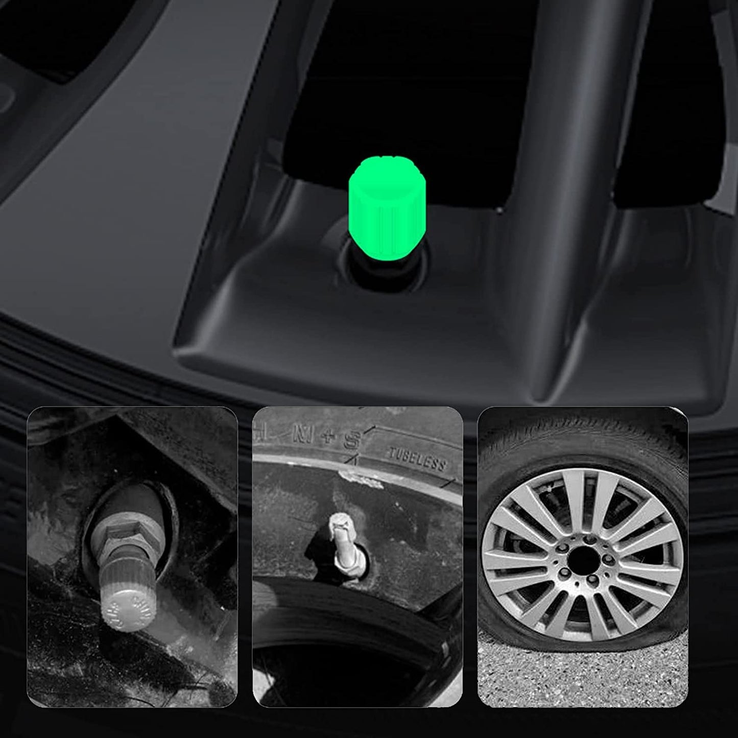 Bouchons de soupapes lumineux pour les conducteurs de nuit