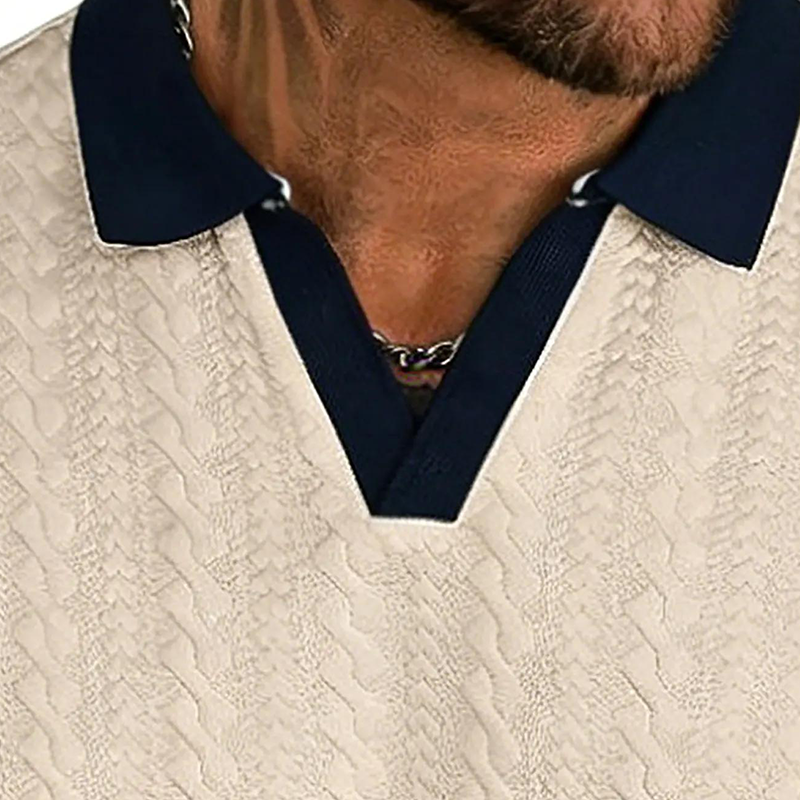 💐50% DE RÉDUCTION ! Haut Texturé pour Homme – Col Contrasté, Look Chic au Bureau ou en Ville 👔✨【Stock Limité】
