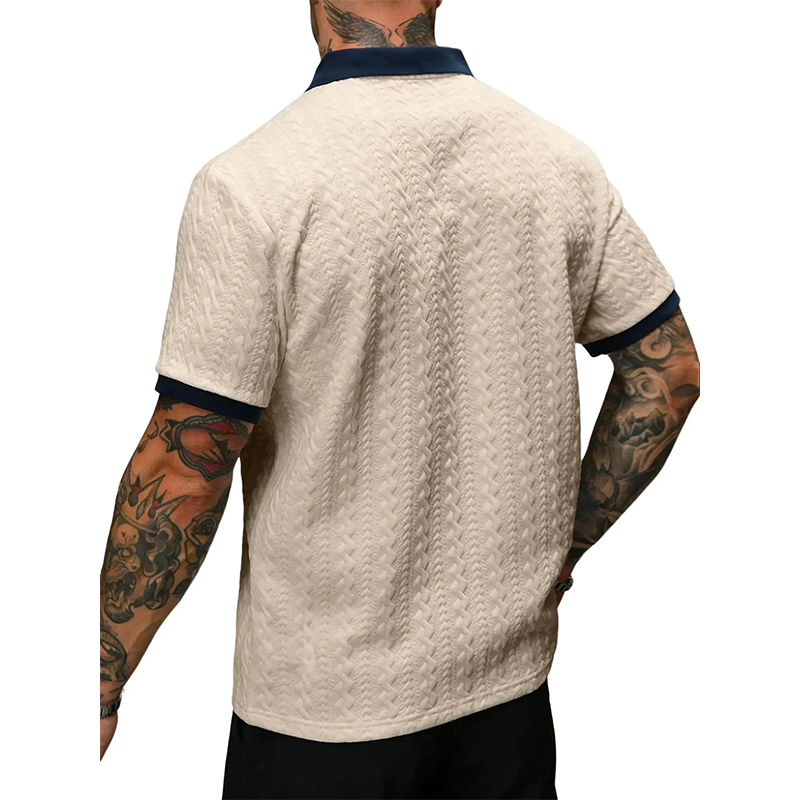 💐50% DE RÉDUCTION ! Haut Texturé pour Homme – Col Contrasté, Look Chic au Bureau ou en Ville 👔✨【Stock Limité】