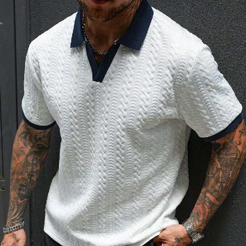 💐50% DE RÉDUCTION ! Haut Texturé pour Homme – Col Contrasté, Look Chic au Bureau ou en Ville 👔✨【Stock Limité】