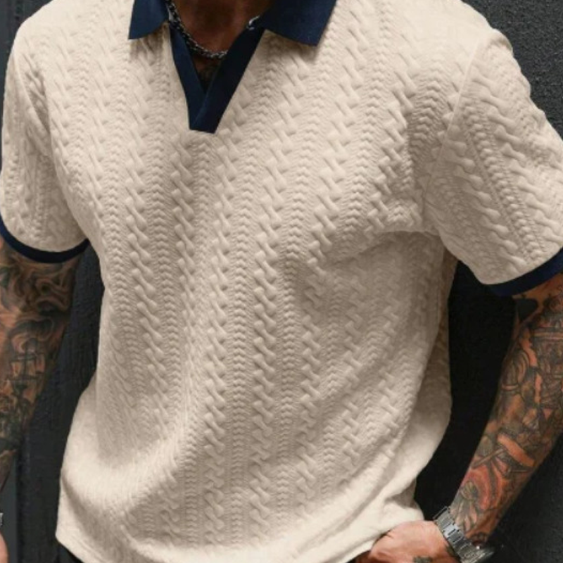 💐50% DE RÉDUCTION ! Haut Texturé pour Homme – Col Contrasté, Look Chic au Bureau ou en Ville 👔✨【Stock Limité】