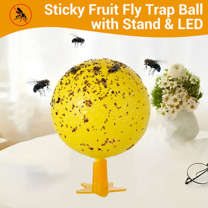 Boule piège à mouches des fruits adhésive avec support et LED