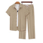 🌴 Ensemble chemise à manches courtes et pantalon décontracté pour homme – Style coordonné 🍹