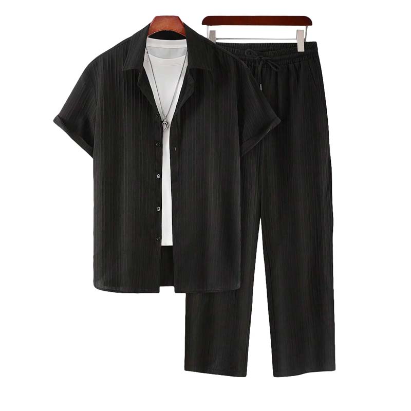 🌴 Ensemble chemise à manches courtes et pantalon décontracté pour homme – Style coordonné 🍹