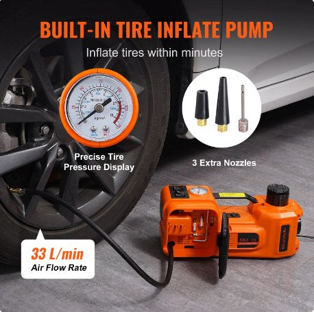 🔥Jusqu'à épuisement des stocks : 49 % de réduction !🎉Kit de cric 12 en 1, capacité max. 5 tonnes / 11 023 livres, comprenant un cric hydraulique, une clé à chocs électrique, une pompe gonflable intégrée et une lampe LED, élévateur portable