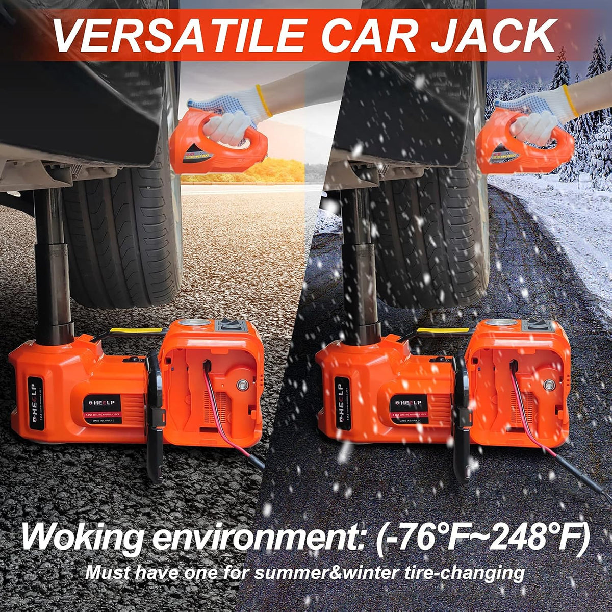 🔥Jusqu'à épuisement des stocks : 49 % de réduction !🎉Kit de cric 12 en 1, capacité max. 5 tonnes / 11 023 livres, comprenant un cric hydraulique, une clé à chocs électrique, une pompe gonflable intégrée et une lampe LED, élévateur portable