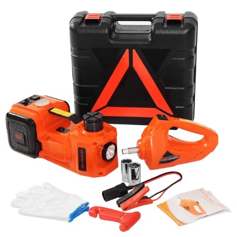 🔥Jusqu'à épuisement des stocks : 49 % de réduction !🎉Kit de cric 12 en 1, capacité max. 5 tonnes / 11 023 livres, comprenant un cric hydraulique, une clé à chocs électrique, une pompe gonflable intégrée et une lampe LED, élévateur portable