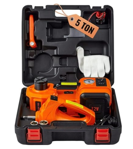 🔥Jusqu'à épuisement des stocks : 49 % de réduction !🎉Kit de cric 12 en 1, capacité max. 5 tonnes / 11 023 livres, comprenant un cric hydraulique, une clé à chocs électrique, une pompe gonflable intégrée et une lampe LED, élévateur portable