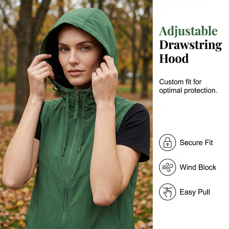 Gilet réversible à capuche et fermeture éclair pour femme