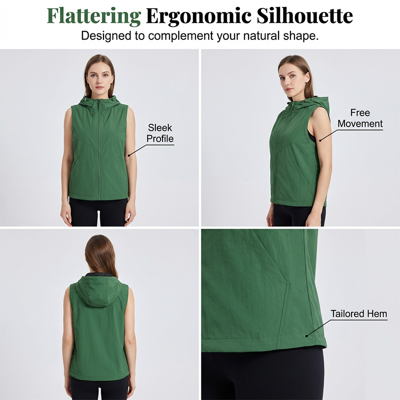 Gilet réversible à capuche et fermeture éclair pour femme