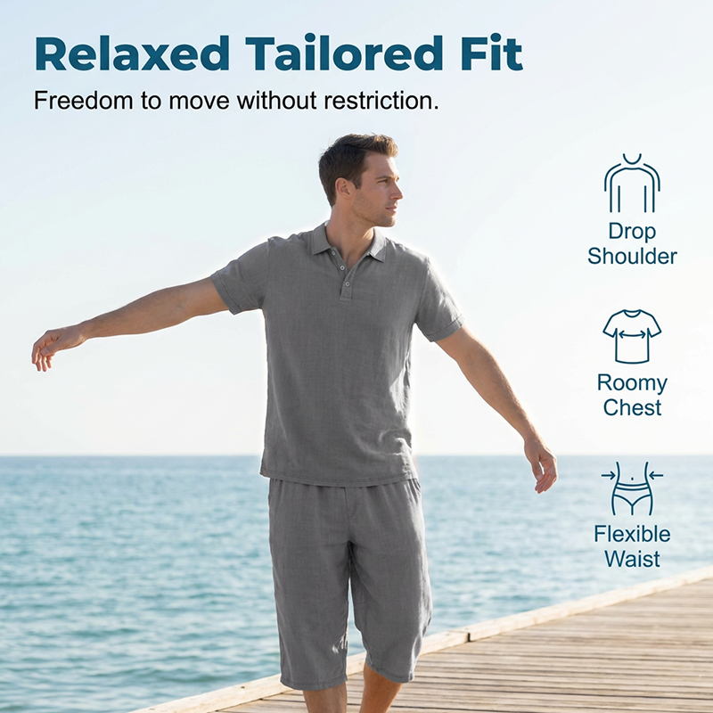 Ensemble chemise et pantalon décontracté en lin pour homme