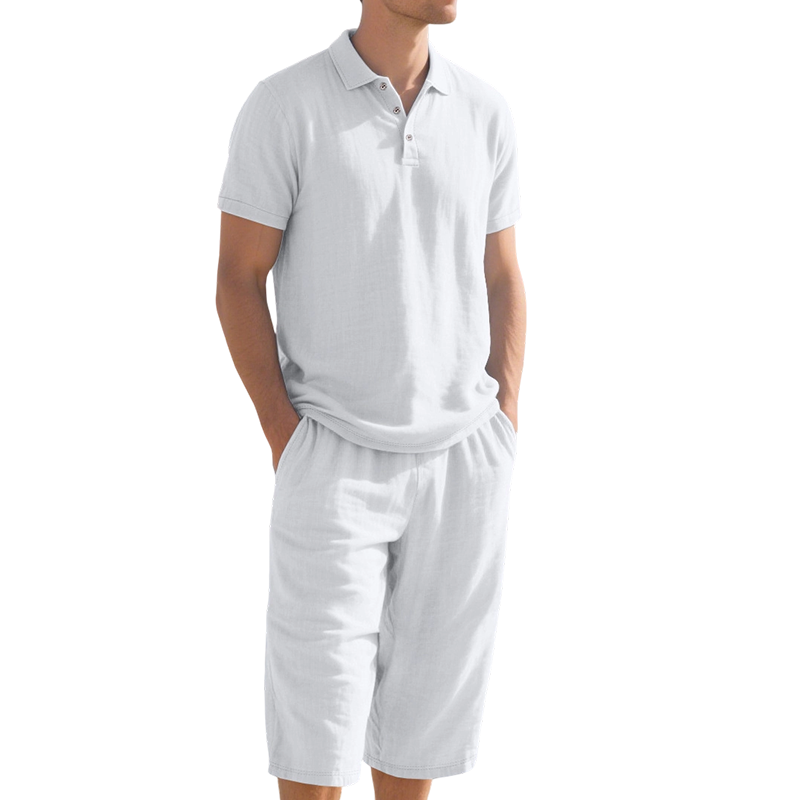 Ensemble chemise et pantalon décontracté en lin pour homme