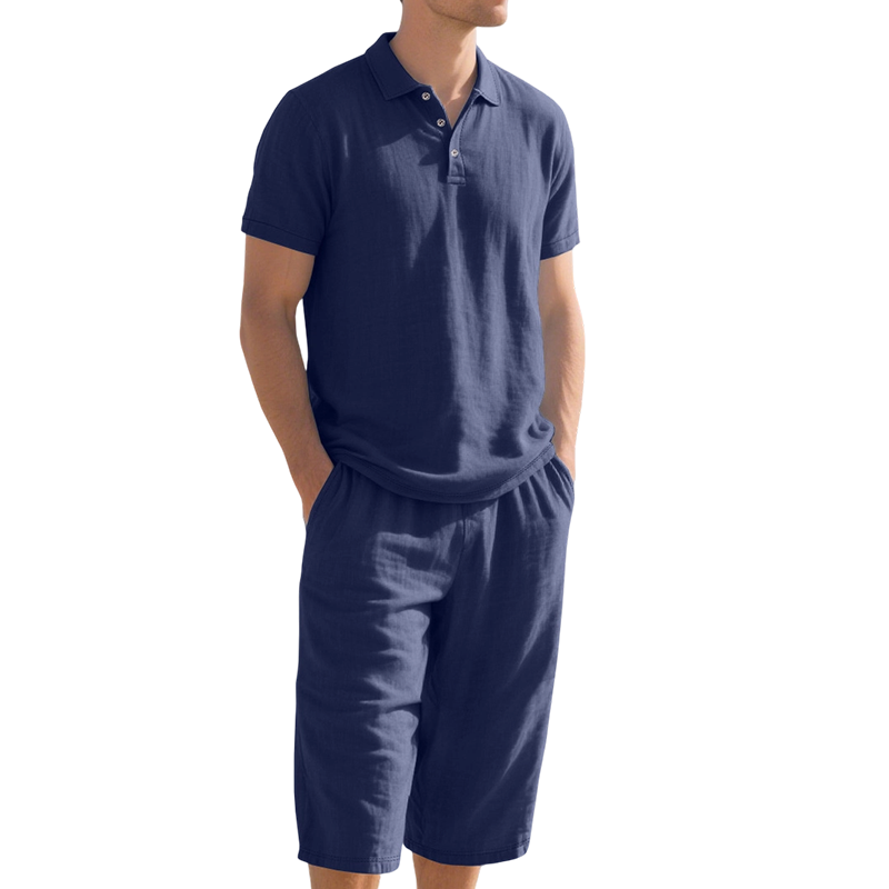 Ensemble chemise et pantalon décontracté en lin pour homme