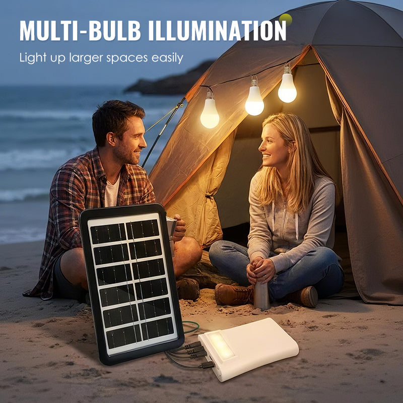 Système d'éclairage solaire autonome : kit complet comprenant 3 ampoules LED et un accumulateur ☀️🔋