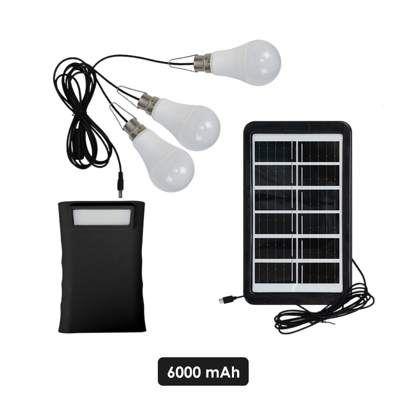 Système d'éclairage solaire autonome : kit complet comprenant 3 ampoules LED et un accumulateur ☀️🔋