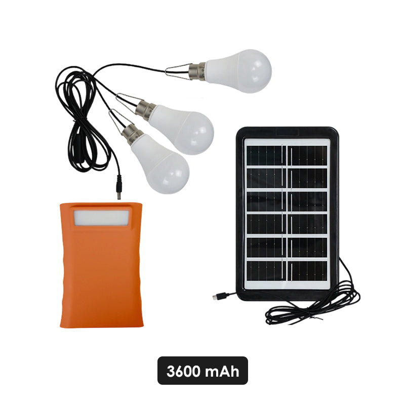 Système d'éclairage solaire autonome : kit complet comprenant 3 ampoules LED et un accumulateur ☀️🔋