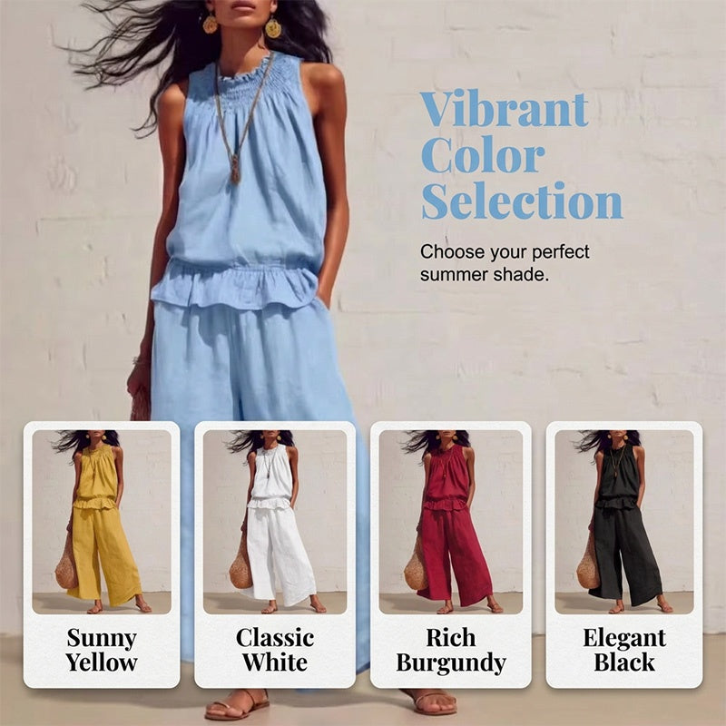 👗 PROMO LIMITÉE 50% DE RÉDUCTION ! ✨ Ensemble 2 Pièces Femme Été – Haute Volantée, Coupe Large, Style Vacances 🌺