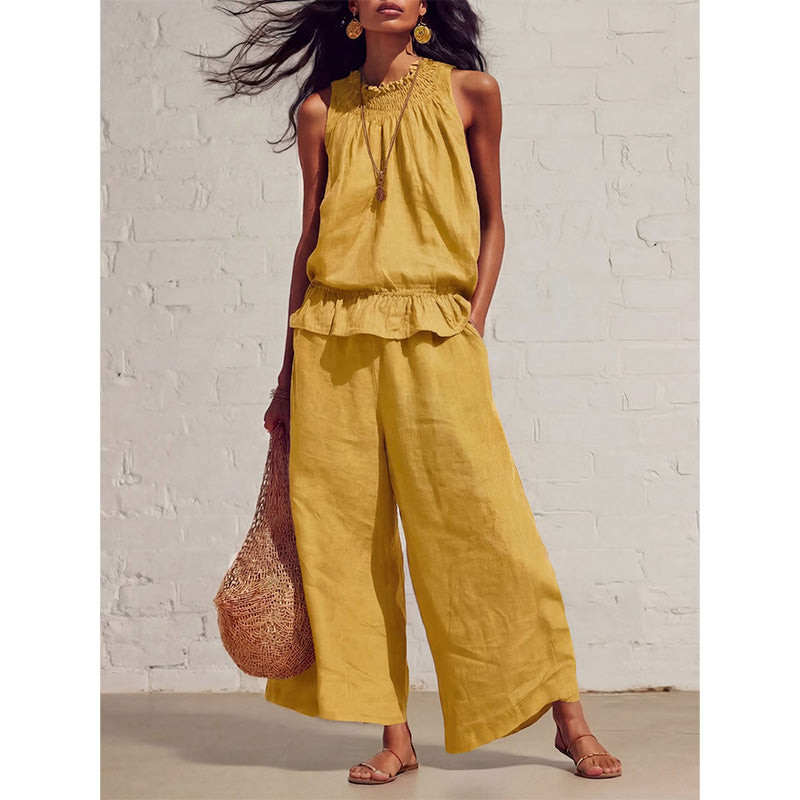 👗 PROMO LIMITÉE 50% DE RÉDUCTION ! ✨ Ensemble 2 Pièces Femme Été – Haute Volantée, Coupe Large, Style Vacances 🌺