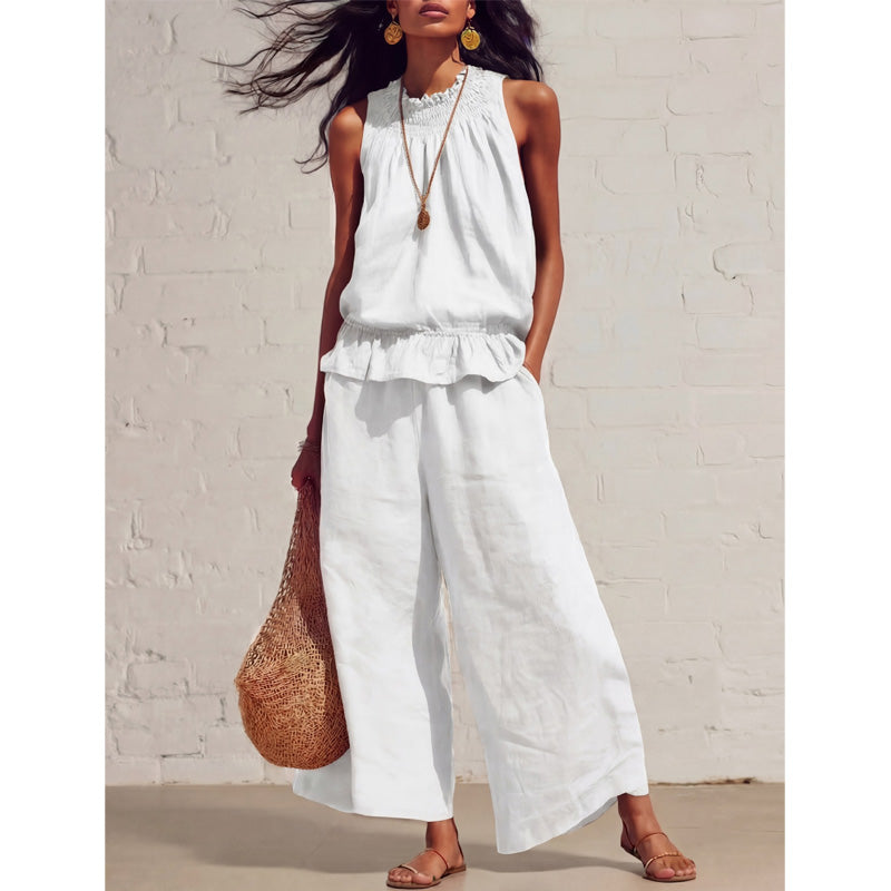 👗 PROMO LIMITÉE 50% DE RÉDUCTION ! ✨ Ensemble 2 Pièces Femme Été – Haute Volantée, Coupe Large, Style Vacances 🌺