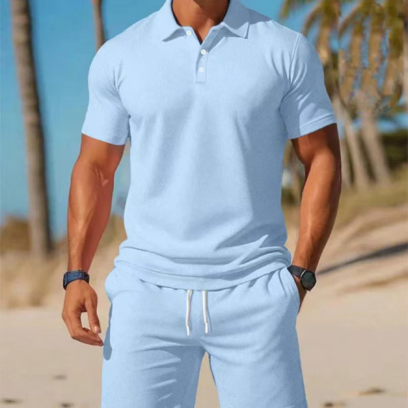 Ensemble d'été deux pièces pour homme, composé d'un polo et d'un short