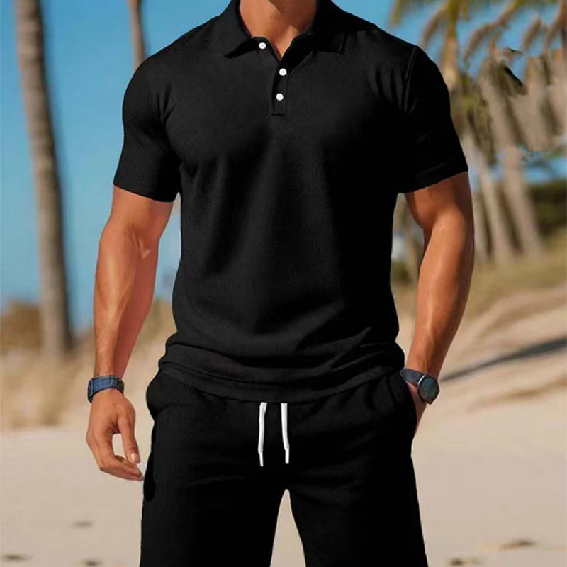 Ensemble d'été deux pièces pour homme, composé d'un polo et d'un short