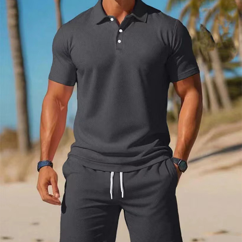 Ensemble d'été deux pièces pour homme, composé d'un polo et d'un short