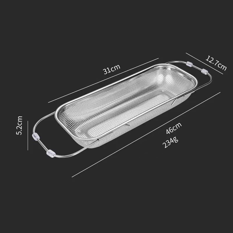 Panier égouttoir télescopique en acier inoxydable