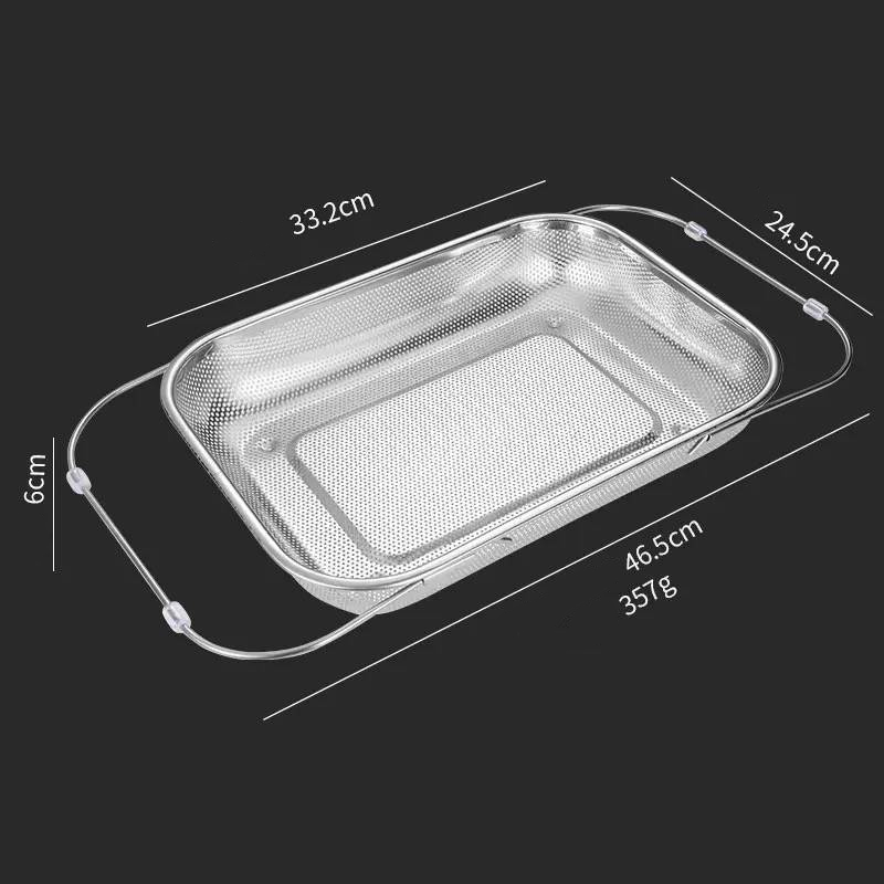 Panier égouttoir télescopique en acier inoxydable
