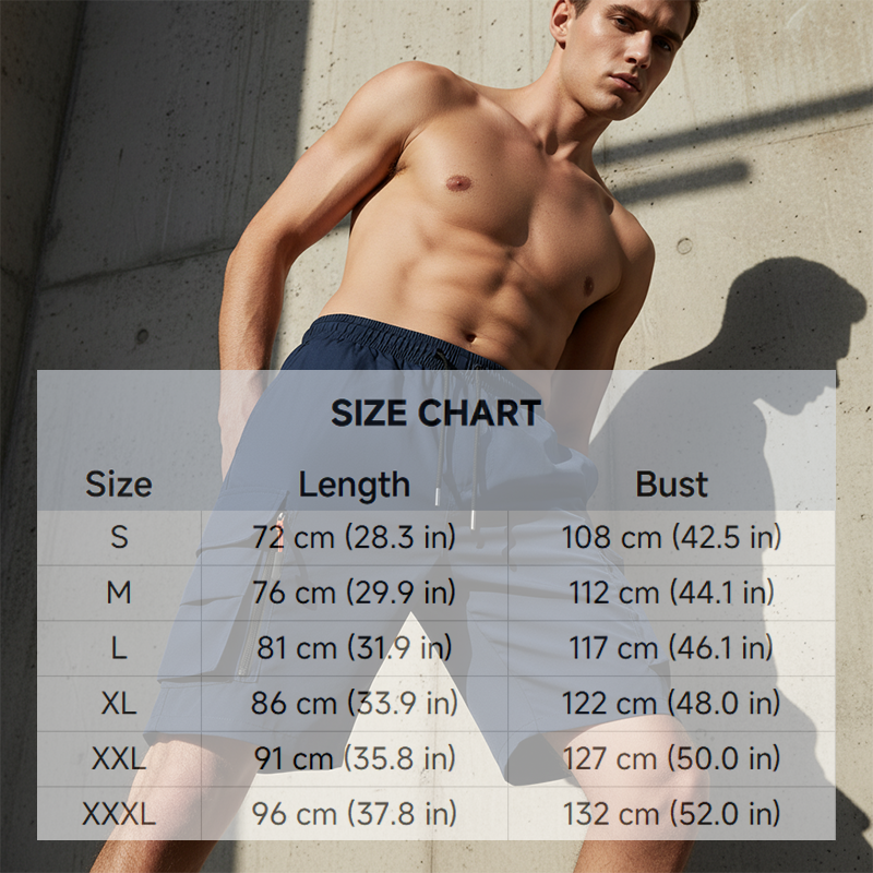 Short cargo à séchage rapide pour homme, avec poches