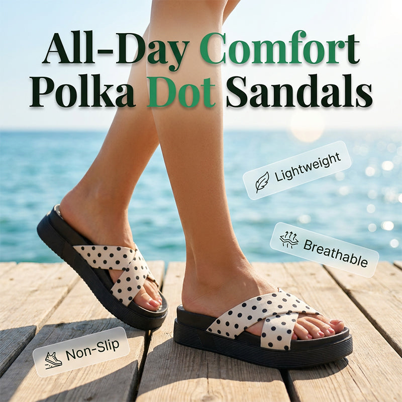 Sandales pour femme à lanières croisées et motif à pois