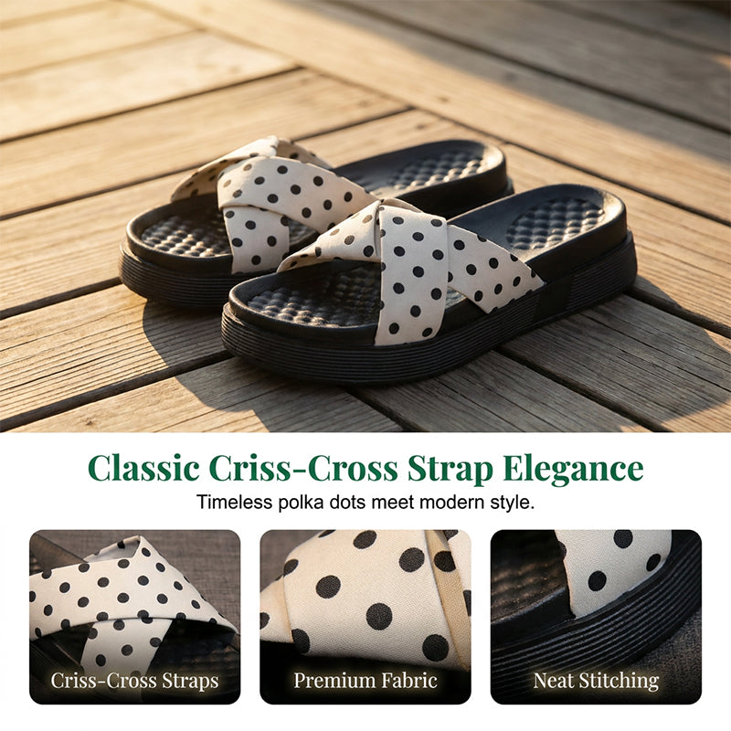 Sandales pour femme à lanières croisées et motif à pois