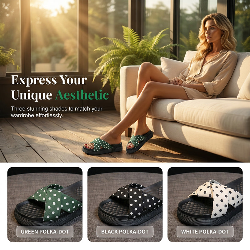 Sandales pour femme à lanières croisées et motif à pois