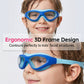 Lunettes de natation avec bouchons d’oreilles, lunettes de natation anti-buée réglables, accessoires de natation pour garçons et filles, équipement d’entraînement à la natation