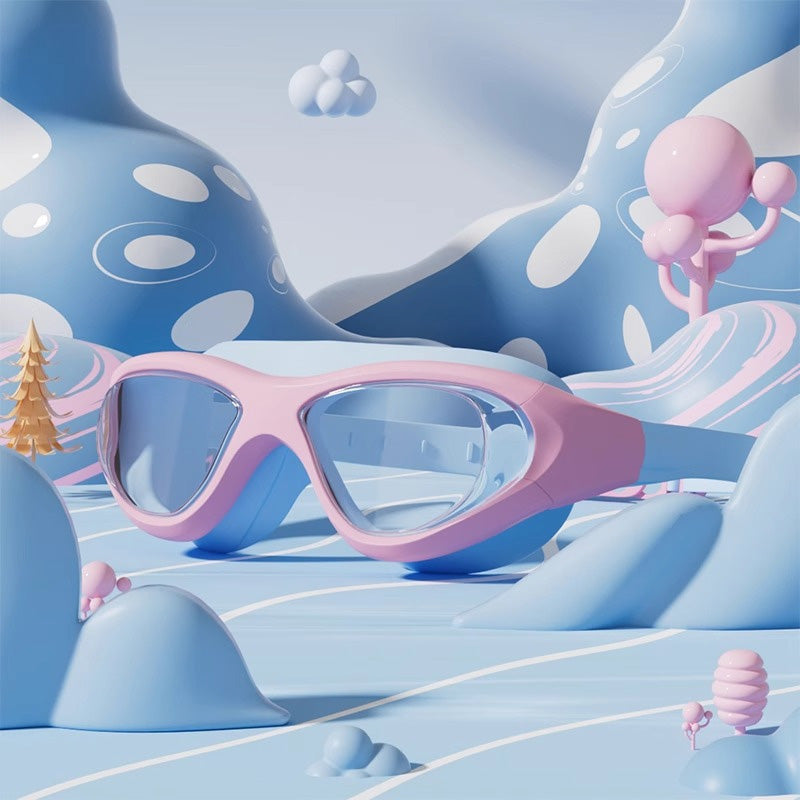 Lunettes de natation avec bouchons d’oreilles, lunettes de natation anti-buée réglables, accessoires de natation pour garçons et filles, équipement d’entraînement à la natation