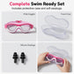 Lunettes de natation avec bouchons d’oreilles, lunettes de natation anti-buée réglables, accessoires de natation pour garçons et filles, équipement d’entraînement à la natation