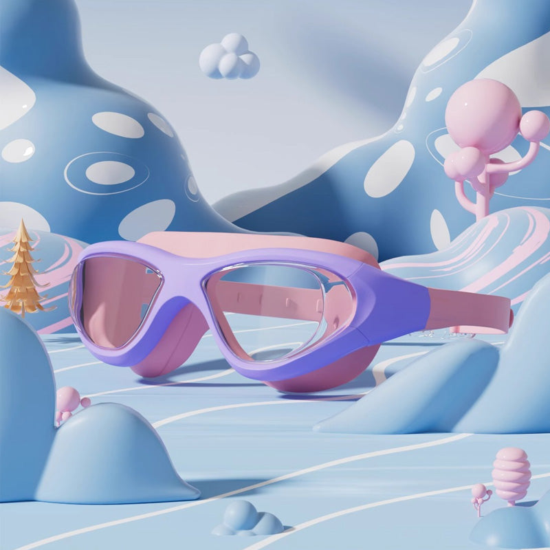 Lunettes de natation avec bouchons d’oreilles, lunettes de natation anti-buée réglables, accessoires de natation pour garçons et filles, équipement d’entraînement à la natation