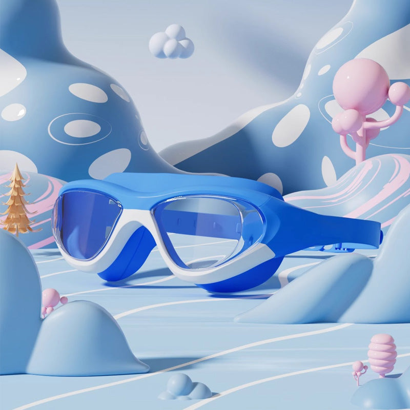 Lunettes de natation avec bouchons d’oreilles, lunettes de natation anti-buée réglables, accessoires de natation pour garçons et filles, équipement d’entraînement à la natation