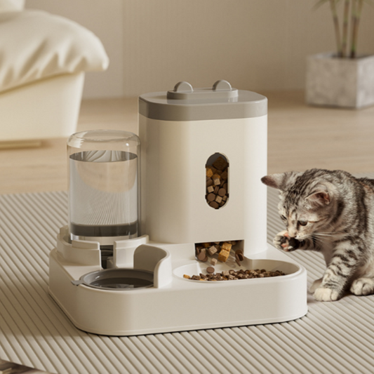 Distributeur automatique 2-en-1 de nourriture et d'eau pour animaux