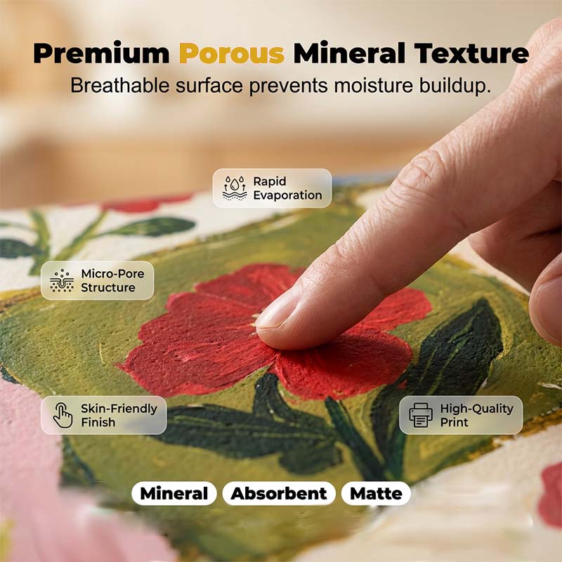 Tapis de cuisine à séchage rapide en diatomite, motif floral