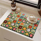 Tapis de cuisine à séchage rapide en diatomite, motif floral