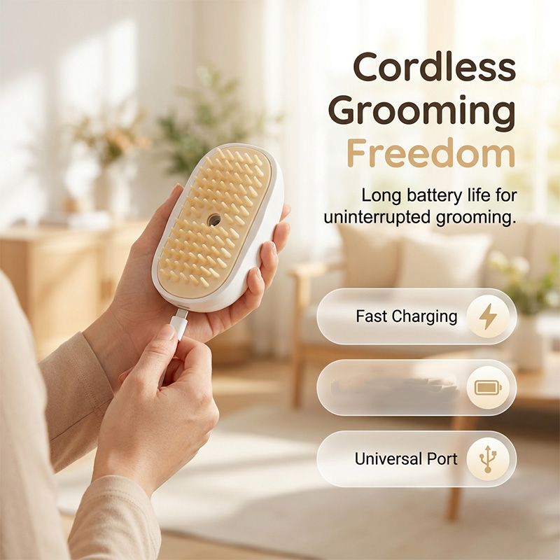 Brosse de massage 3-en-1 avec vaporisateur pour animaux