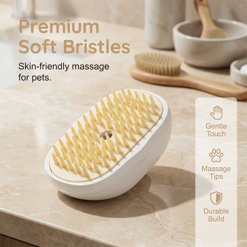 Brosse de massage 3-en-1 avec vaporisateur pour animaux