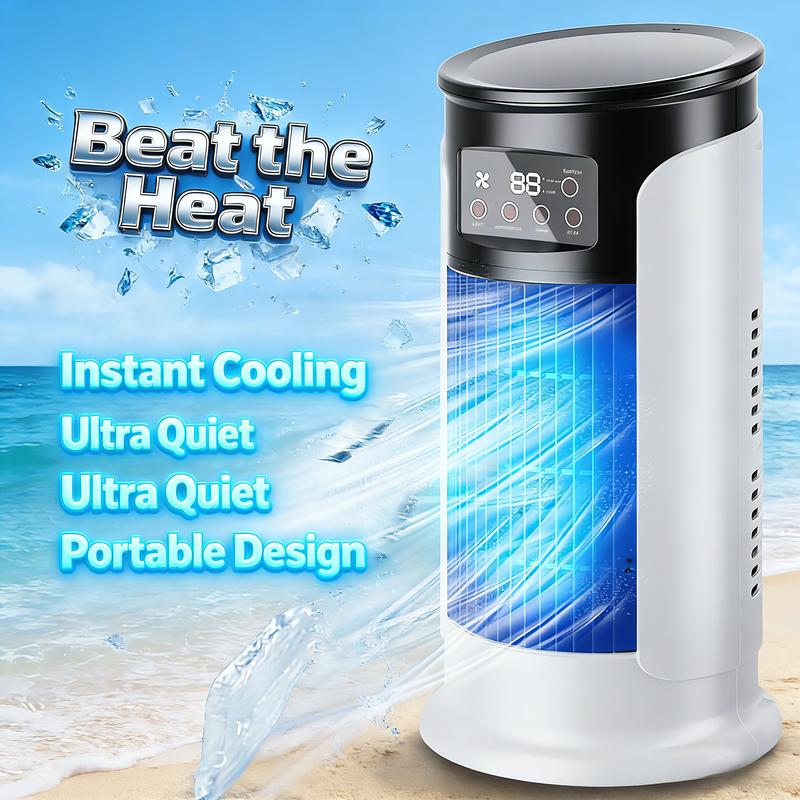 2026 Nouveau climatiseur à évaporation – Ventilateur de table USB compact, refroidisseur personnel avec réservoir de 300 ml, vitesses réglables, minuterie, silencieux, design portable pour la table de chevet
